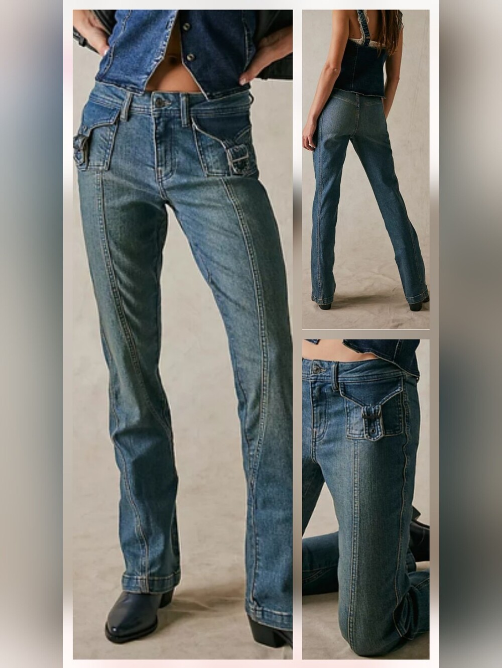 Free People We The Free Love Stone Bootcut Jeans Aphrodisiac